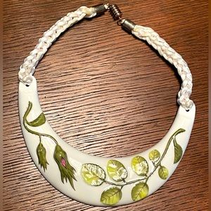 Vintage Royal Worcester Porcelain Butterfly Necklace